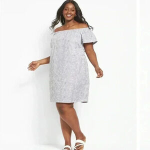 NWT LANE BRYANT EYELET Short-Sleeve Convertible Off-The-Shoulder Dress